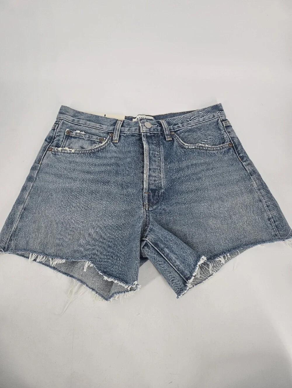 AGOLDE Parker Long Short Wheel Blue Size 26 Loose Fit Vintage Cotton Denim NEW